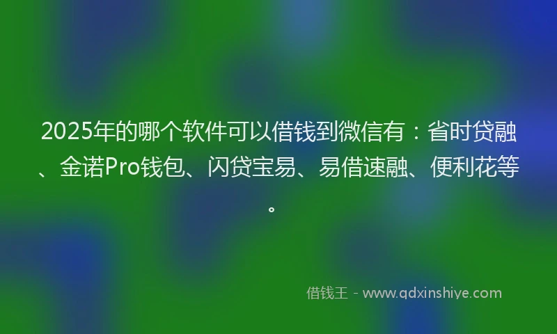 2025年的哪个软件可以借钱到微信有：省时贷融、金诺Pro钱包、闪贷宝易、易借速融、便利花等。