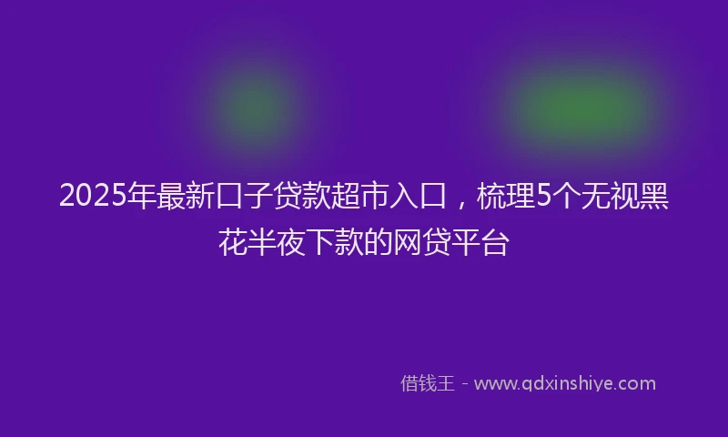 2025年最新口子贷款超市入口，梳理5个无视黑花半夜下款的网贷平台