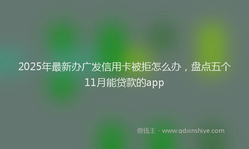 2025年最新办广发信用卡被拒怎么办，盘点五个11月能贷款的app