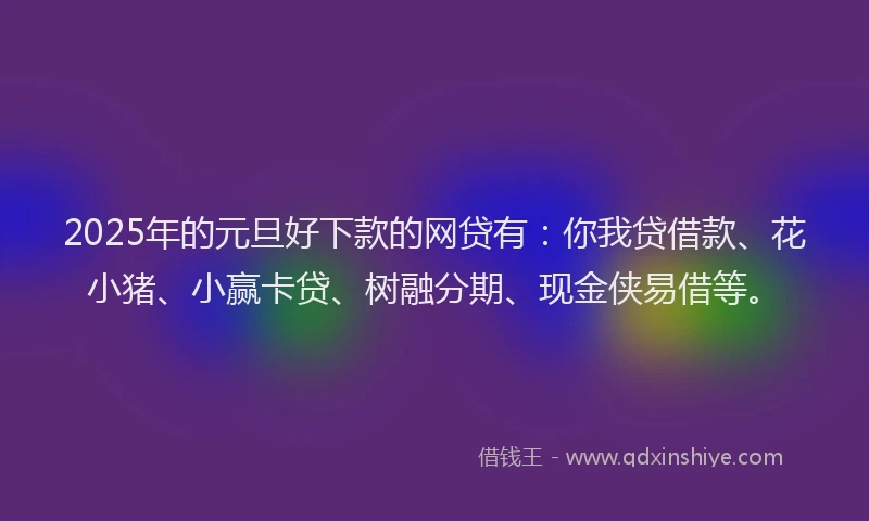 2025年的元旦好下款的网贷有：你我贷借款、花小猪、小赢卡贷、树融分期、现金侠易借等。