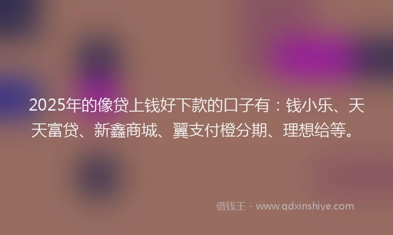 2025年的像贷上钱好下款的口子有：钱小乐、天天富贷、新鑫商城、翼支付橙分期、理想给等。