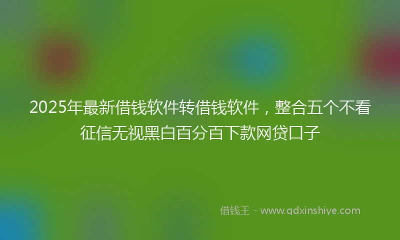 2025年最新借钱软件转借钱软件，整合五个不看征信无视黑白百分百下款网贷口子