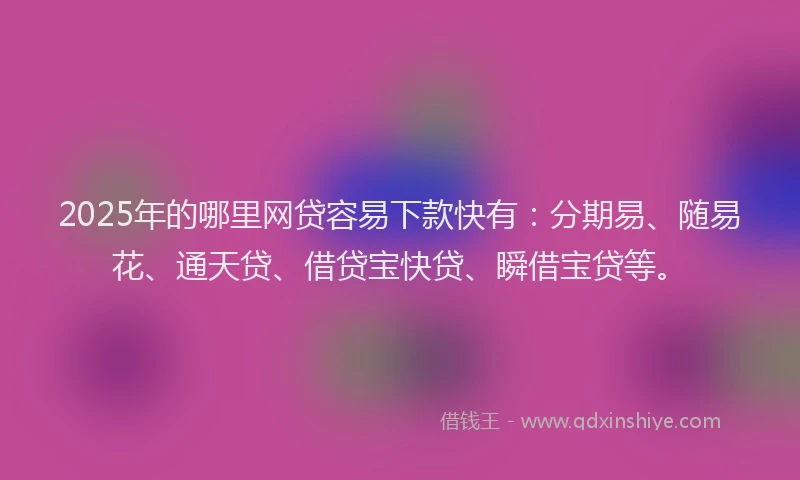 2025年的哪里网贷容易下款快有：分期易、随易花、通天贷、借贷宝快贷、瞬借宝贷等。