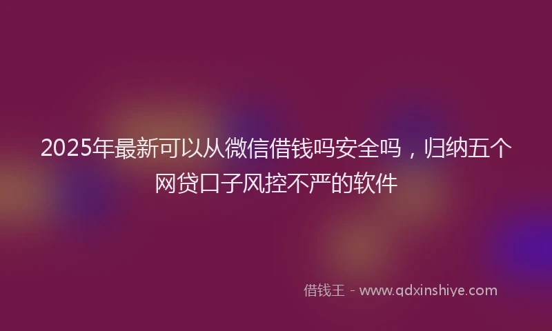 2025年最新可以从微信借钱吗安全吗，归纳五个网贷口子风控不严的软件
