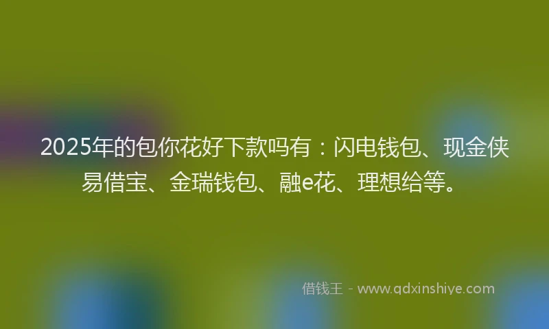 2025年的包你花好下款吗有：闪电钱包、现金侠易借宝、金瑞钱包、融e花、理想给等。
