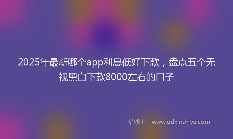 2025年最新哪个app利息低好下款，盘点五个无视黑白下款8000左右的口子