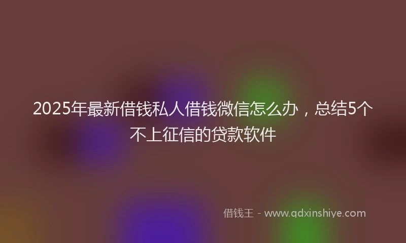 2025年最新借钱私人借钱微信怎么办，总结5个不上征信的贷款软件