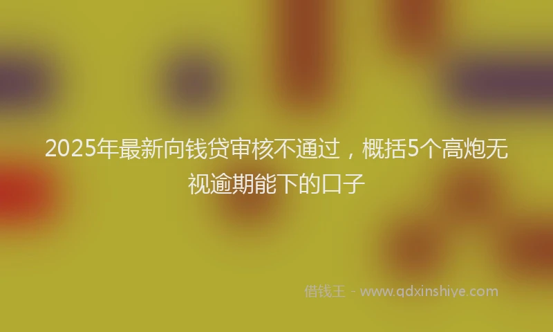 2025年最新向钱贷审核不通过，概括5个高炮无视逾期能下的口子