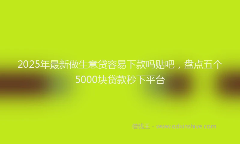 2025年最新做生意贷容易下款吗贴吧，盘点五个5000块贷款秒下平台