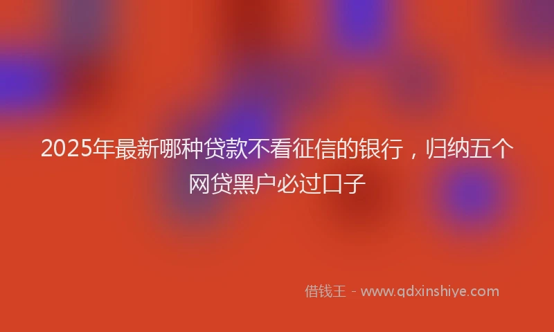 2025年最新哪种贷款不看征信的银行，归纳五个网贷黑户必过口子