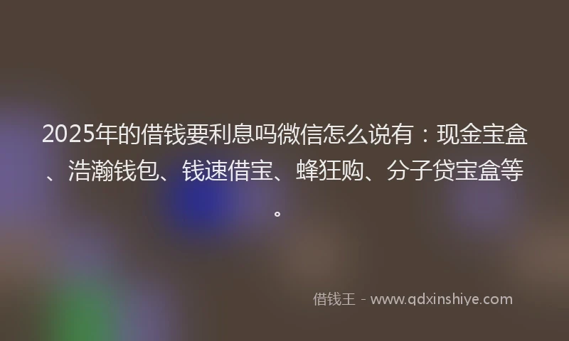 2025年的借钱要利息吗微信怎么说有：现金宝盒、浩瀚钱包、钱速借宝、蜂狂购、分子贷宝盒等。