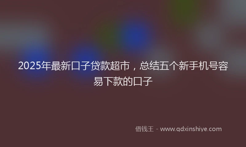 2025年最新口子贷款超市，总结五个新手机号容易下款的口子