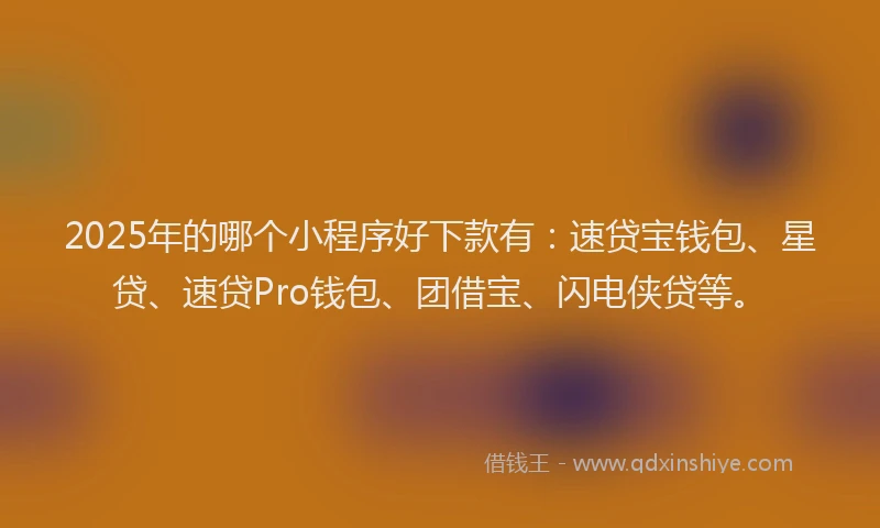 2025年的哪个小程序好下款有：速贷宝钱包、星贷、速贷Pro钱包、团借宝、闪电侠贷等。