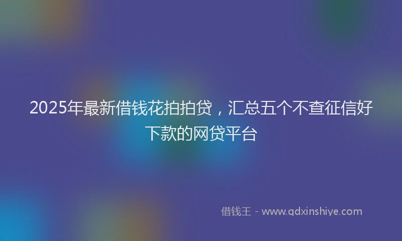 2025年最新借钱花拍拍贷，汇总五个不查征信好下款的网贷平台