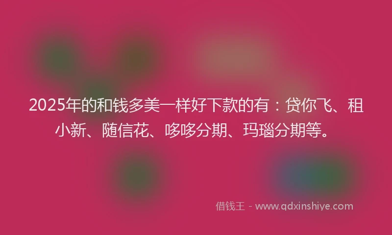 2025年的和钱多美一样好下款的有：贷你飞、租小新、随信花、哆哆分期、玛瑙分期等。