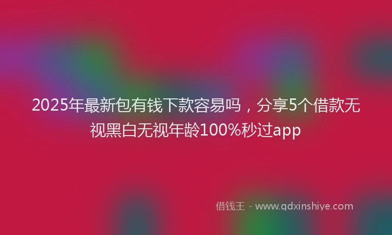 2025年最新包有钱下款容易吗，分享5个借款无视黑白无视年龄100%秒过app