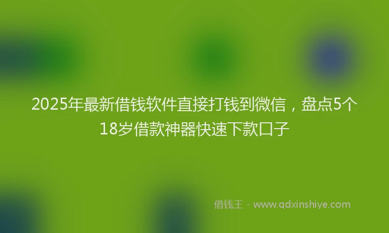 2025年最新借钱软件直接打钱到微信，盘点5个18岁借款神器快速下款口子