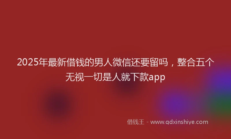 2025年最新借钱的男人微信还要留吗，整合五个无视一切是人就下款app
