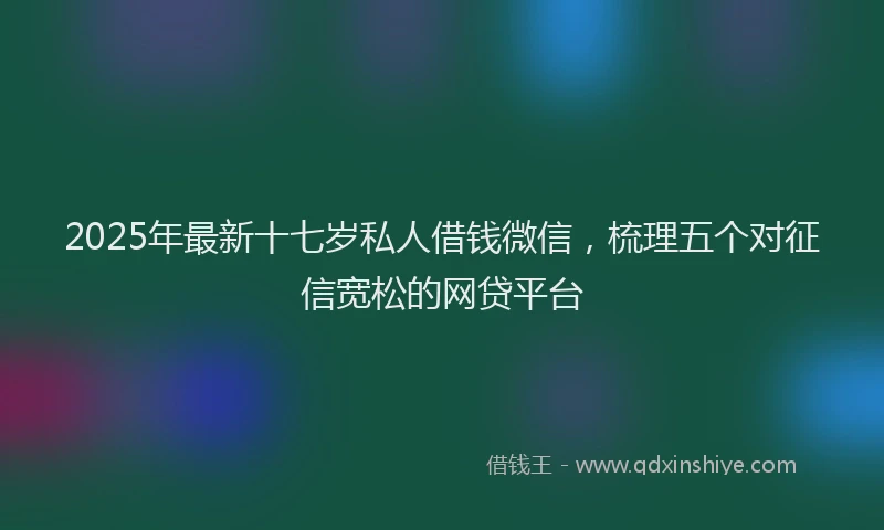 2025年最新十七岁私人借钱微信，梳理五个对征信宽松的网贷平台