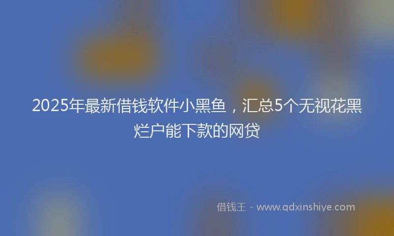 2025年最新借钱软件小黑鱼，汇总5个无视花黑烂户能下款的网贷