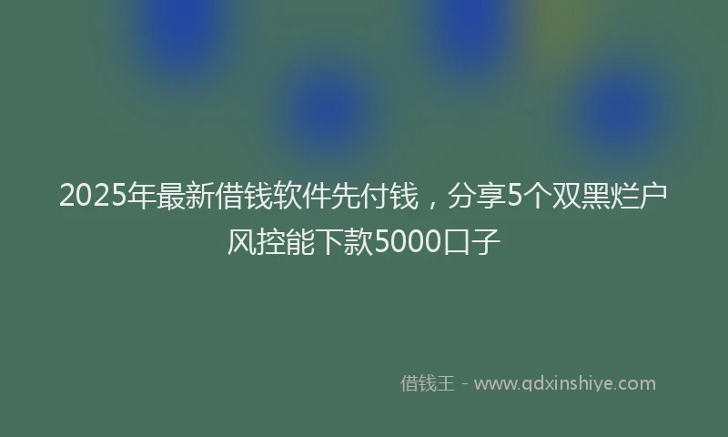 2025年最新借钱软件先付钱，分享5个双黑烂户风控能下款5000口子