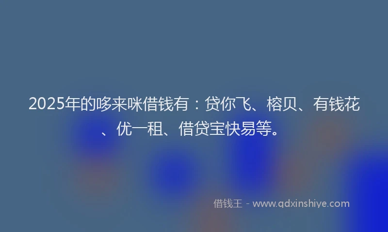 2025年的哆来咪借钱有：贷你飞、榕贝、有钱花、优一租、借贷宝快易等。