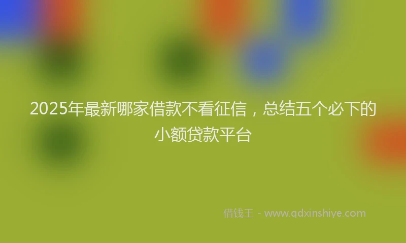 2025年最新哪家借款不看征信，总结五个必下的小额贷款平台