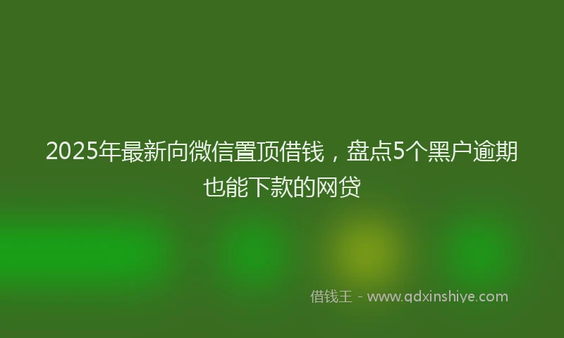 2025年最新向微信置顶借钱，盘点5个黑户逾期也能下款的网贷