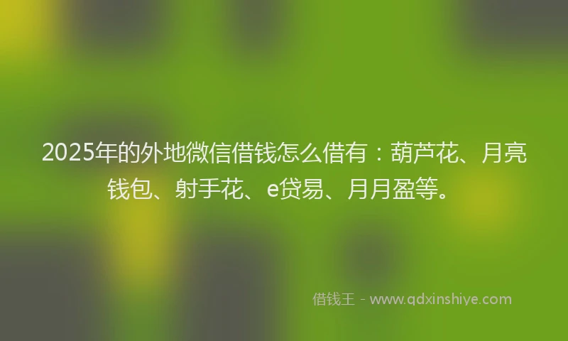 2025年的外地微信借钱怎么借有：葫芦花、月亮钱包、射手花、e贷易、月月盈等。