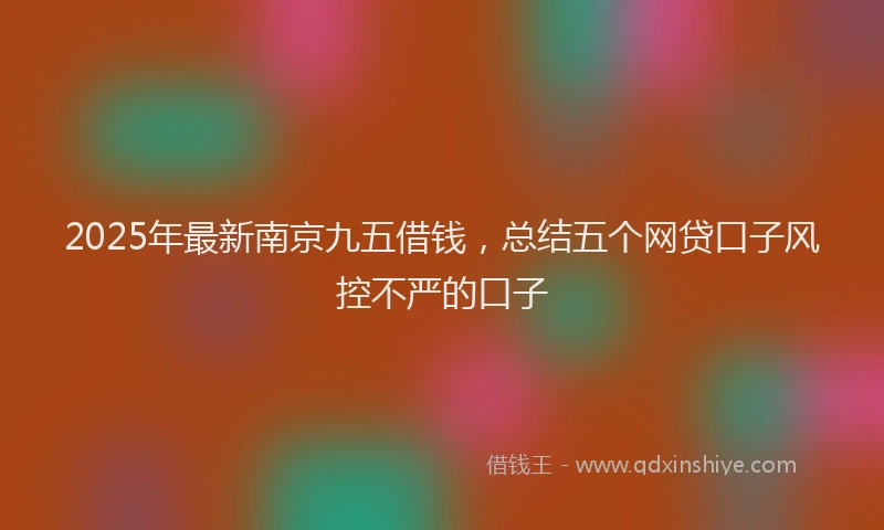 2025年最新南京九五借钱，总结五个网贷口子风控不严的口子