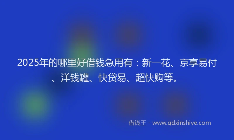2025年的哪里好借钱急用有：新一花、京享易付、洋钱罐、快贷易、超快购等。
