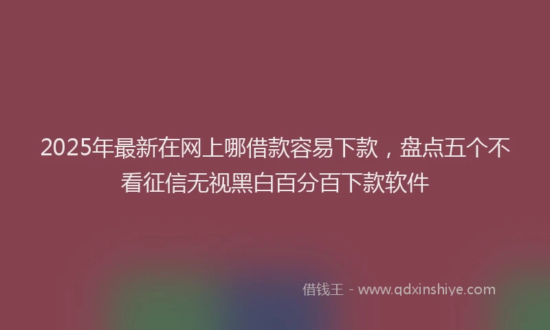 2025年最新在网上哪借款容易下款，盘点五个不看征信无视黑白百分百下款软件