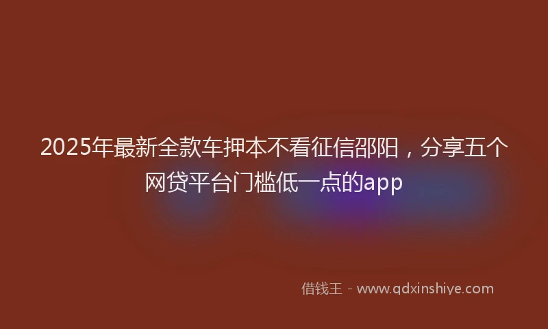2025年最新全款车押本不看征信邵阳，分享五个网贷平台门槛低一点的app