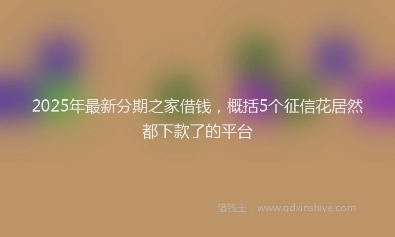 2025年最新分期之家借钱，概括5个征信花居然都下款了的平台