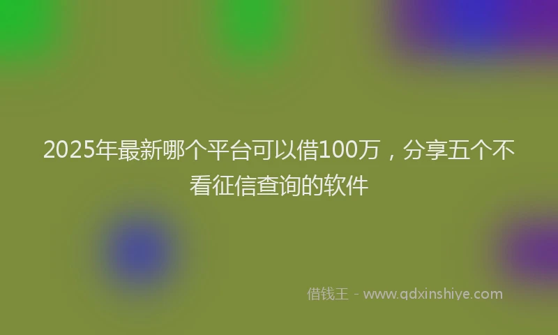 2025年最新哪个平台可以借100万，分享五个不看征信查询的软件
