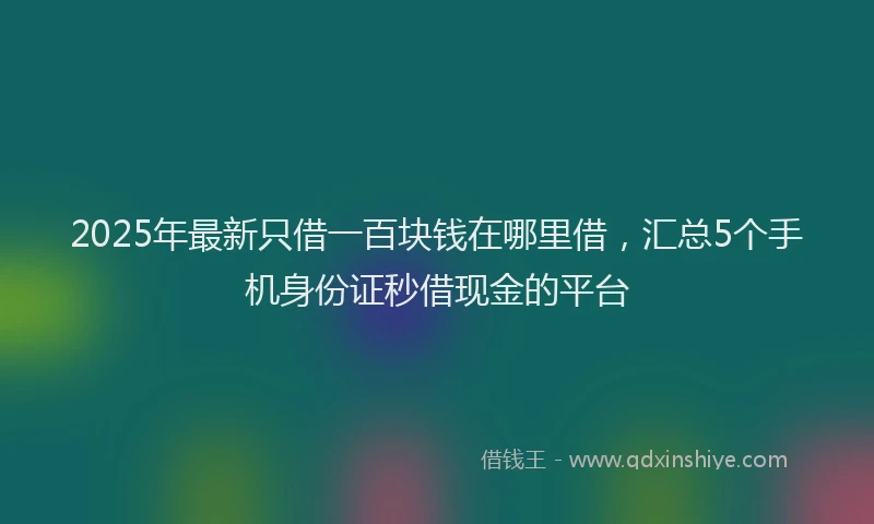 2025年最新只借一百块钱在哪里借，汇总5个手机身份证秒借现金的平台