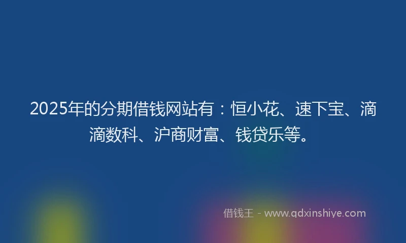 2025年的分期借钱网站有：恒小花、速下宝、滴滴数科、沪商财富、钱贷乐等。