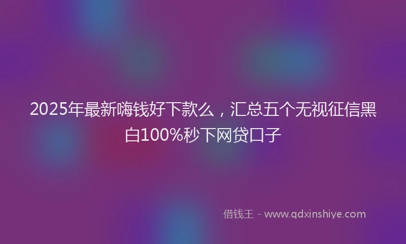 2025年最新嗨钱好下款么，汇总五个无视征信黑白100%秒下网贷口子