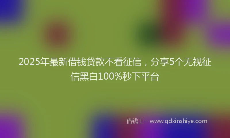 2025年最新借钱贷款不看征信，分享5个无视征信黑白100%秒下平台