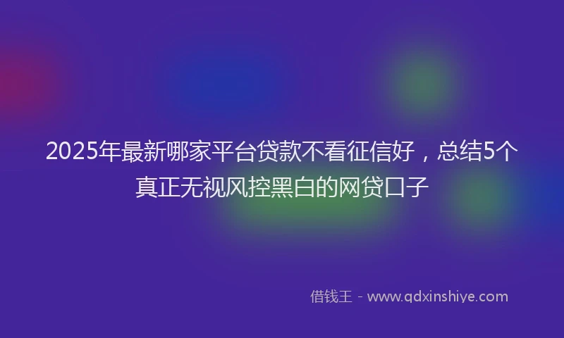 2025年最新哪家平台贷款不看征信好，总结5个真正无视风控黑白的网贷口子