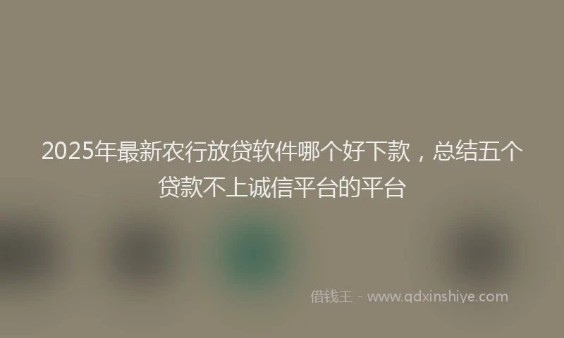 2025年最新农行放贷软件哪个好下款，总结五个贷款不上诚信平台的平台