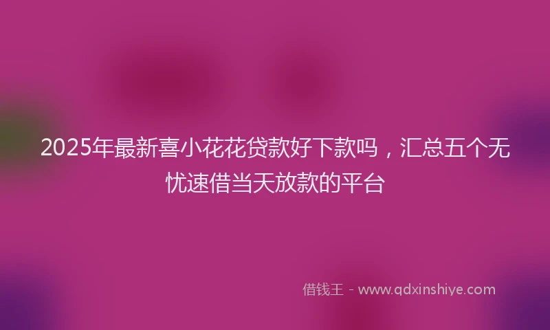 2025年最新喜小花花贷款好下款吗，汇总五个无忧速借当天放款的平台