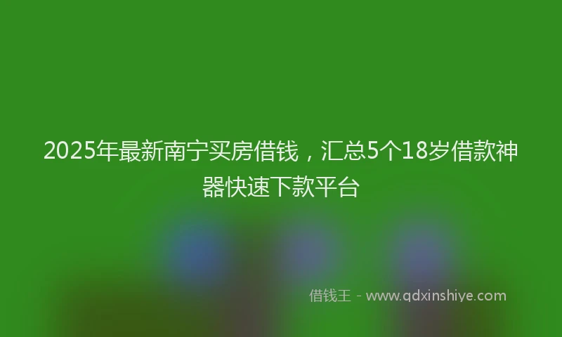 2025年最新南宁买房借钱，汇总5个18岁借款神器快速下款平台