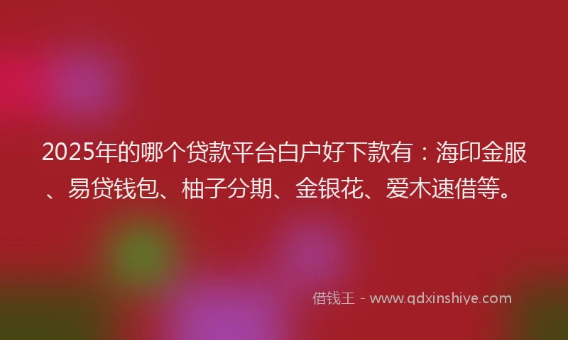 2025年的哪个贷款平台白户好下款有：海印金服、易贷钱包、柚子分期、金银花、爱木速借等。