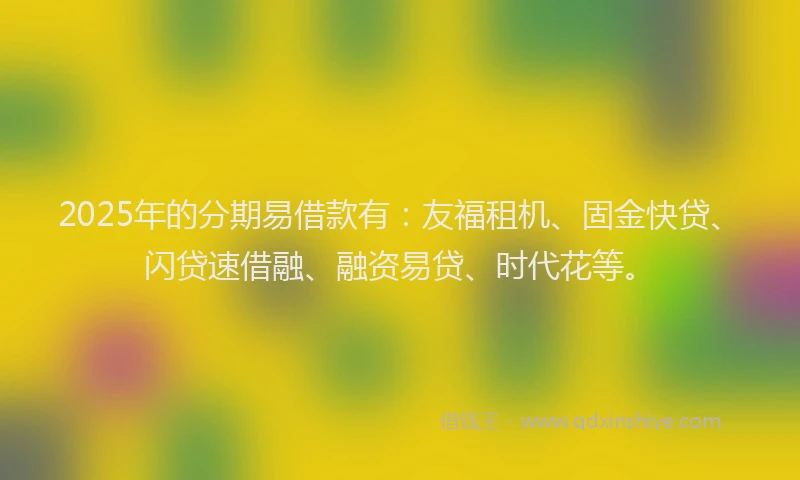 2025年的分期易借款有：友福租机、固金快贷、闪贷速借融、融资易贷、时代花等。