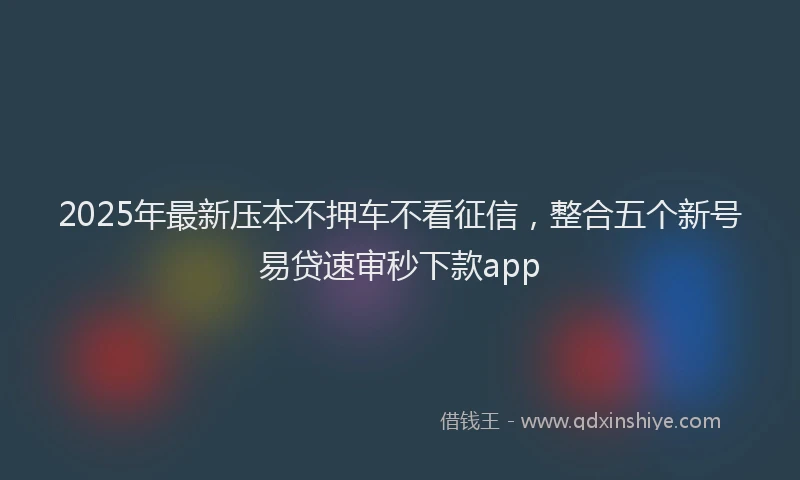 2025年最新压本不押车不看征信，整合五个新号易贷速审秒下款app