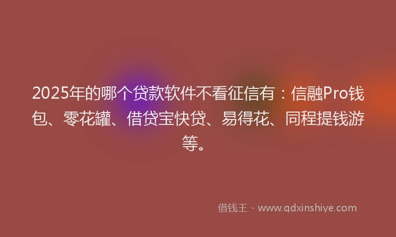 2025年的哪个贷款软件不看征信有：信融Pro钱包、零花罐、借贷宝快贷、易得花、同程提钱游等。