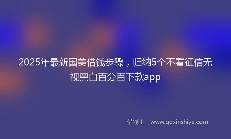 2025年最新国美借钱步骤，归纳5个不看征信无视黑白百分百下款app