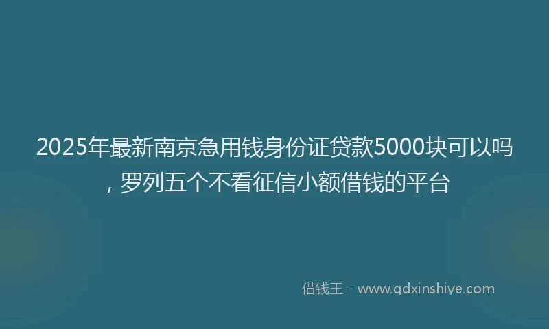 2025年最新南京急用钱身份证贷款5000块可以吗，罗列五个不看征信小额借钱的平台