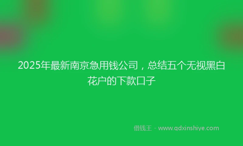 2025年最新南京急用钱公司，总结五个无视黑白花户的下款口子